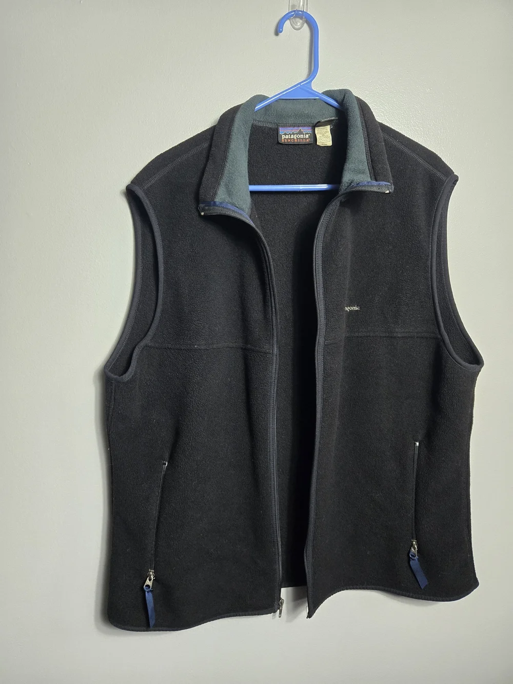 Patagonia Vintage Made in USA Black Synchilla Full Zip Fleece Vest Mens XL